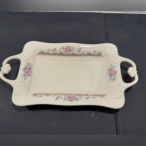Lenox Bone China Floral Trinket Tray Detailed Handles Rare Vintage